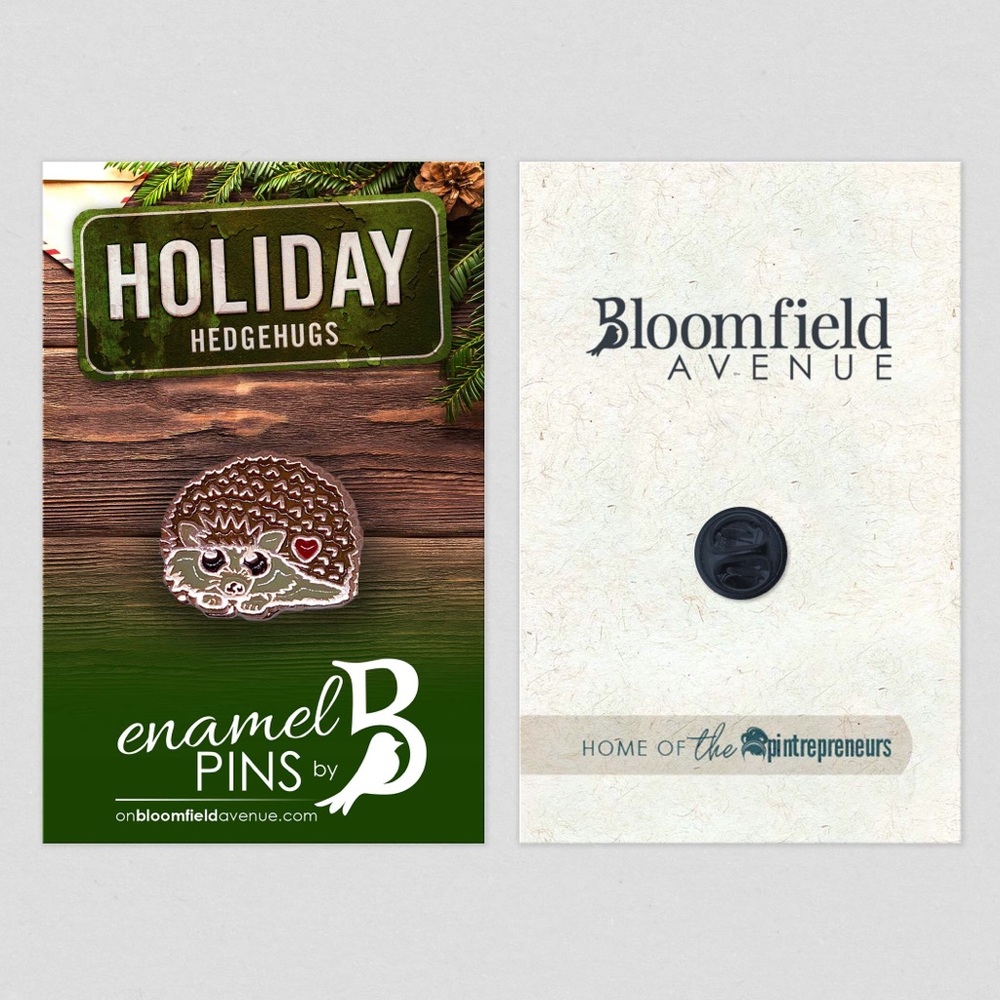 Copper Hedgehog Enamel Pin + Christmas Gift Card